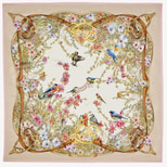 Edwardian Garden Silk Scarf in Putty Pure Silk Twill from Aspinal of London