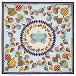 Hot Air Balloon Silk Scarf in Navy Pure Silk Twill from Aspinal of London