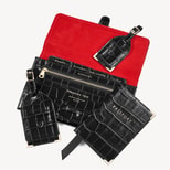 Travel Collection in Deep Shine Black Croc from Aspinal of London