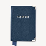Passport Cover in Navy Saffiano from Aspinal of London