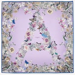 Ombre 'A' Floral Silk Scarf in English Lavender Pure Silk from Aspinal of London