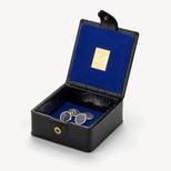 Stud Box in Deep Shine Black Croc & Cobalt Suede from Aspinal of London