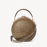 Hat Box in Mocha Patent Croc from Aspinal of London