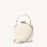 Micro Hat Box in Ivory Patent Croc from Aspinal of London
