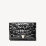 Slim Credit Card Holder in Black Patent Croc from Aspinal of London