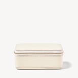 Medium Travel Jewellery Case in Ivory Pebble from Aspinal of London