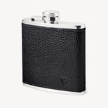 Classic 5oz Leather Hip Flask in Black Pebble from Aspinal of London