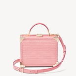 Trunk in Deep Shine Cherry Blossom Small Croc from Aspinal of London