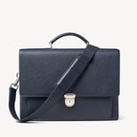 City Leather Briefcase in Navy Pebble from Aspinal of London