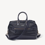 Men's Weekend Bag in Navy Nylon Canvas with Leather Trim from Aspinal of London