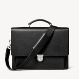 City Leather Briefcase in Black Pebble from Aspinal of London