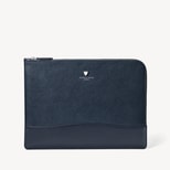 City Leather Folio Case in Navy Pebble from Aspinal of London