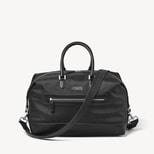 Men's Weekend Bag in Black Nylon Canvas with Leather Trim from Aspinal of London