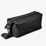 Reporter Wash Bag in Black Pebble from Aspinal of London