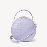 Hat Box in Deep Shine English Lavender Small Croc from Aspinal of London
