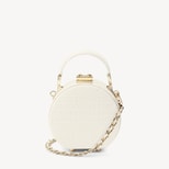 Micro Hat Box in Deep Shine Ivory Small Croc from Aspinal of London