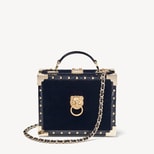 Lion Trunk in Black Velvet & Croc with Studs from Aspinal of London