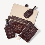 Travel Collection in Deep Shine Amazon Brown Croc from Aspinal of London