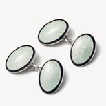 Vitreous Enamel Cufflinks in Black & Grey from Aspinal of London