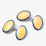 Vitreous Enamel Cufflinks in Navy & Yellow from Aspinal of London
