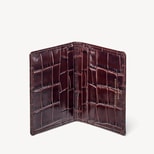 Double Fold Credit Card Holder in Deep Shine Amazon Brown Croc from Aspinal of London