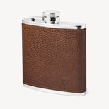Classic 5oz Leather Hip Flask in Tobacco Pebble from Aspinal of London