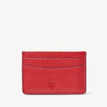 Slim Credit Card Holder in Cardinal Red Pebble from Aspinal of London