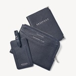 Zipped Travel Collection in Navy Pebble from Aspinal of London