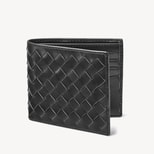 8 Card Billfold Wallet in Black Woven Leather from Aspinal of London