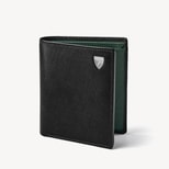 ID & Coin RFID Wallet in Black & Green Saffiano from Aspinal of London