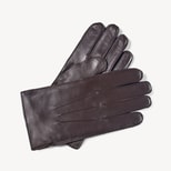 Men's Cashmere Lined Leather Gloves in Brown Nappa from Aspinal of London