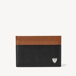 Slim Credit Card Holder in Black & Tan Saffiano from Aspinal of London