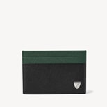Slim Credit Card Holder in Black & Green Saffiano from Aspinal of London