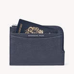 Zipped Travel Wallet in Navy Pebble from Aspinal of London