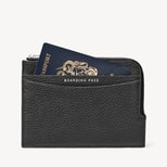 Zipped Travel Wallet in Black Pebble from Aspinal of London