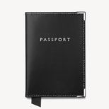 Passport Cover in Smooth Black & Cobalt Blue Suede from Aspinal of London
