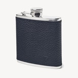 Classic 5oz Leather Hip Flask in Navy Pebble from Aspinal of London
