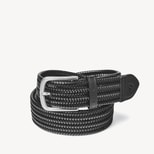 Men's Woven Leather Belt in Black Woven Leather from Aspinal of London