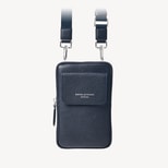 Reporter Crossbody Phone Bag in Navy Pebble from Aspinal of London