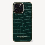 iPhone 15 Pro Max Case in Evergreen Patent Croc from Aspinal of London