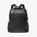 Zipped Leather Backpack in Black Pebble from Aspinal of London