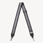 Webbing Bag Strap in Black Pebble with Aspinal Signature Jacquard from Aspinal of London