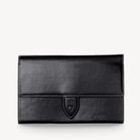 Deluxe Travel Wallet in Smooth Black & Cobalt Suede from Aspinal of London