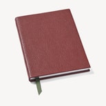 A5 Leather Bound Notebook in Merlot Pebble from Aspinal of London