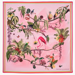 Tropical Garden Silk Scarf in Pink Pure Silk from Aspinal of London