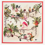 Tropical Garden Silk Scarf in Ivory Pure Silk from Aspinal of London