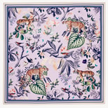 Tigers & Leopards Silk Scarf in Lilac Pure Silk from Aspinal of London
