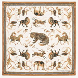 Savannah Silk Scarf in Ivory & Gold Pure Silk from Aspinal of London