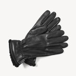 Women's Deerskin Leather Gloves in Black Deerskin with Shearling Cuff from Aspinal of London
