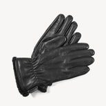 Men's Deerskin Leather Gloves in Black Deerskin with Shearling Cuff from Aspinal of London